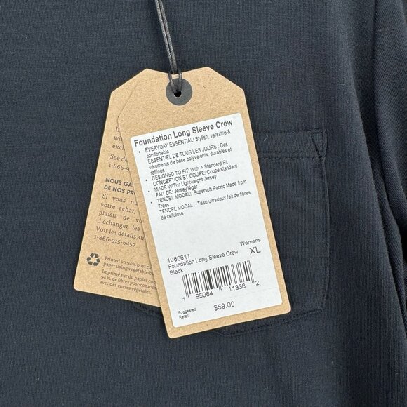 prAna Foundation Long Sleeve Crew Shirt Women's Size XL Black NEW - Picture 7 of 11